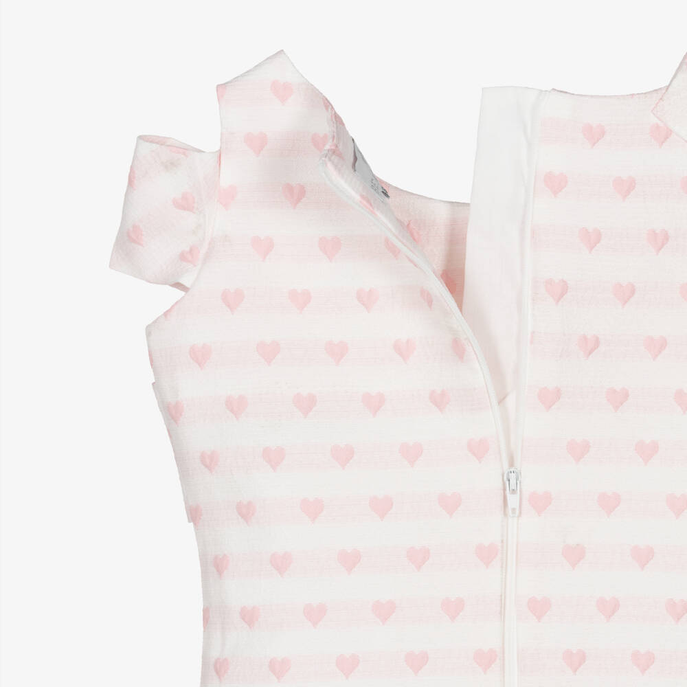 Beau KiD-Girls Pale Pink Jacquard Skirt Set with Hearts & Bows | Childrensalon Outlet