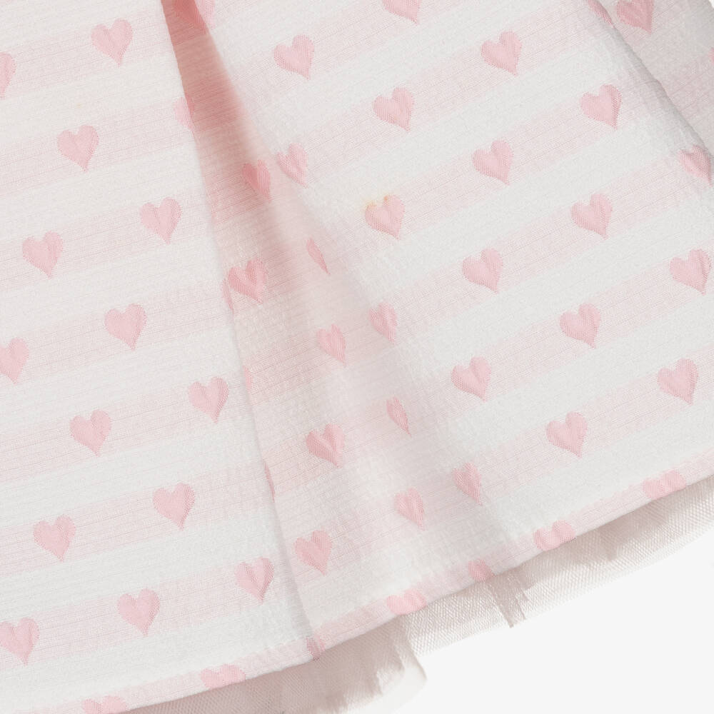 Beau KiD-Girls Pale Pink Jacquard Skirt Set with Hearts & Bows | Childrensalon Outlet