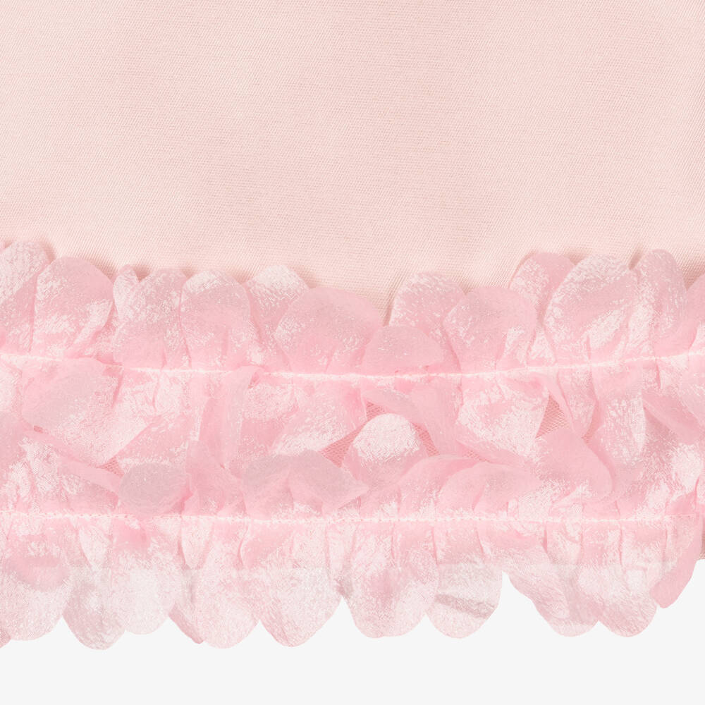 Beau KiD-Girls Pale Pink Satin Short Sets with Floral Trim | Childrensalon Outlet