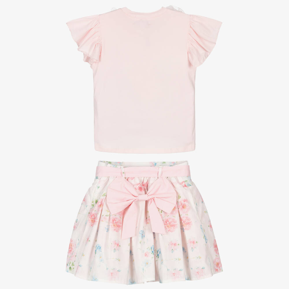 Beau KiD-Girls Pale Pink Top & Floral Skirt Set | Childrensalon Outlet