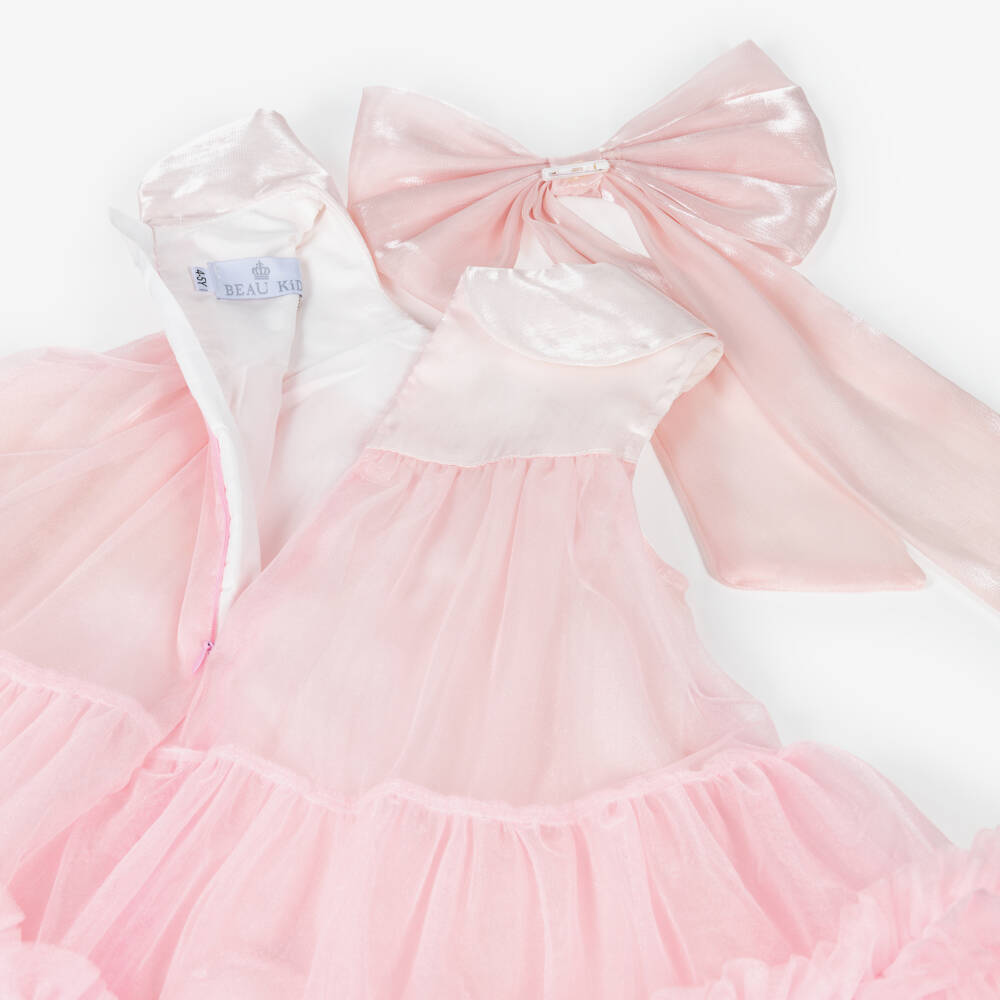 Beau KiD-Girls Pale Pink Tulle Bow Dress | Childrensalon Outlet