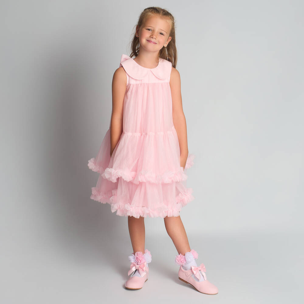 Beau KiD-Girls Pale Pink Tulle Bow Dress | Childrensalon Outlet