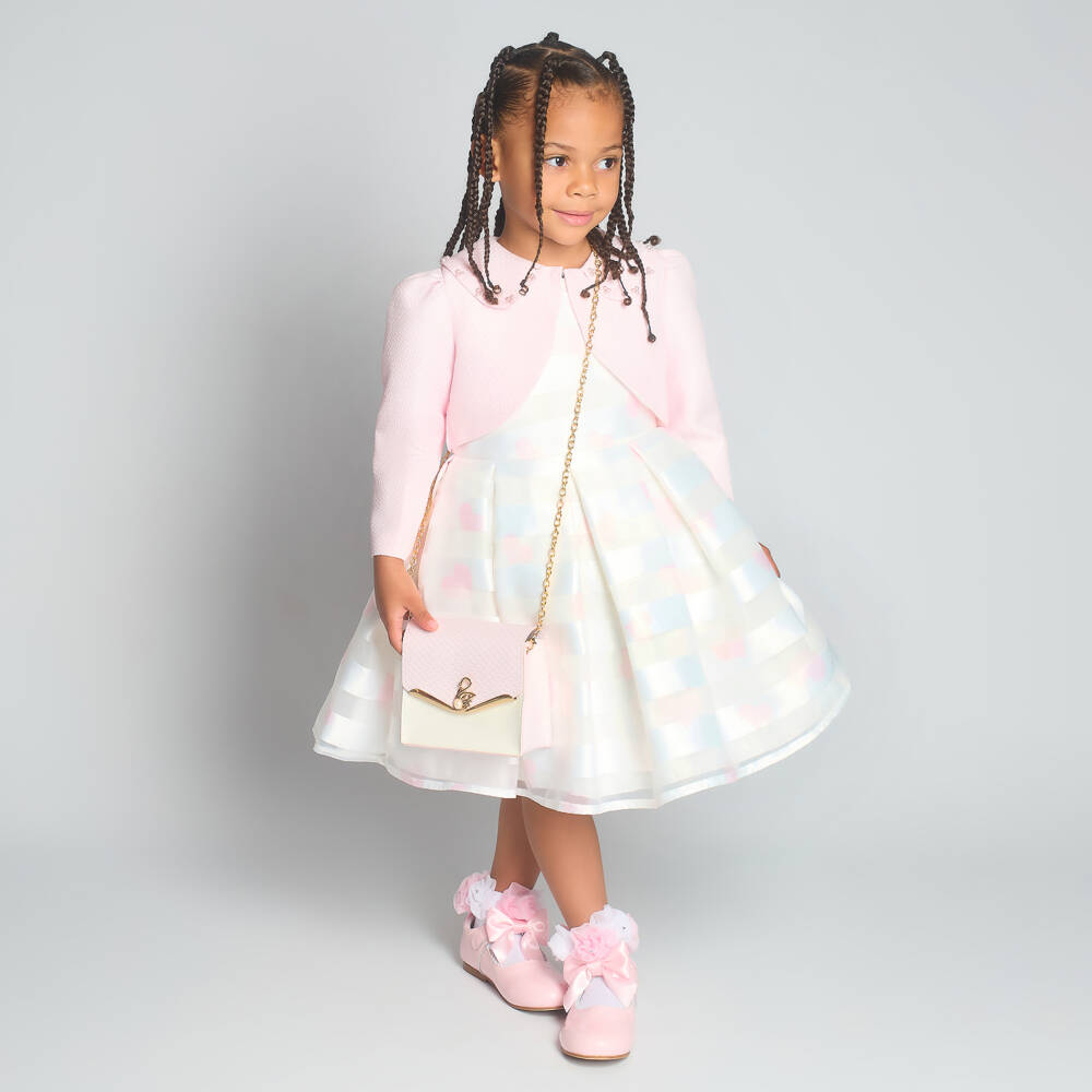 Beau KiD-Girls Pale Pink Tulle Dress & Cropped Jacket Set | Childrensalon Outlet