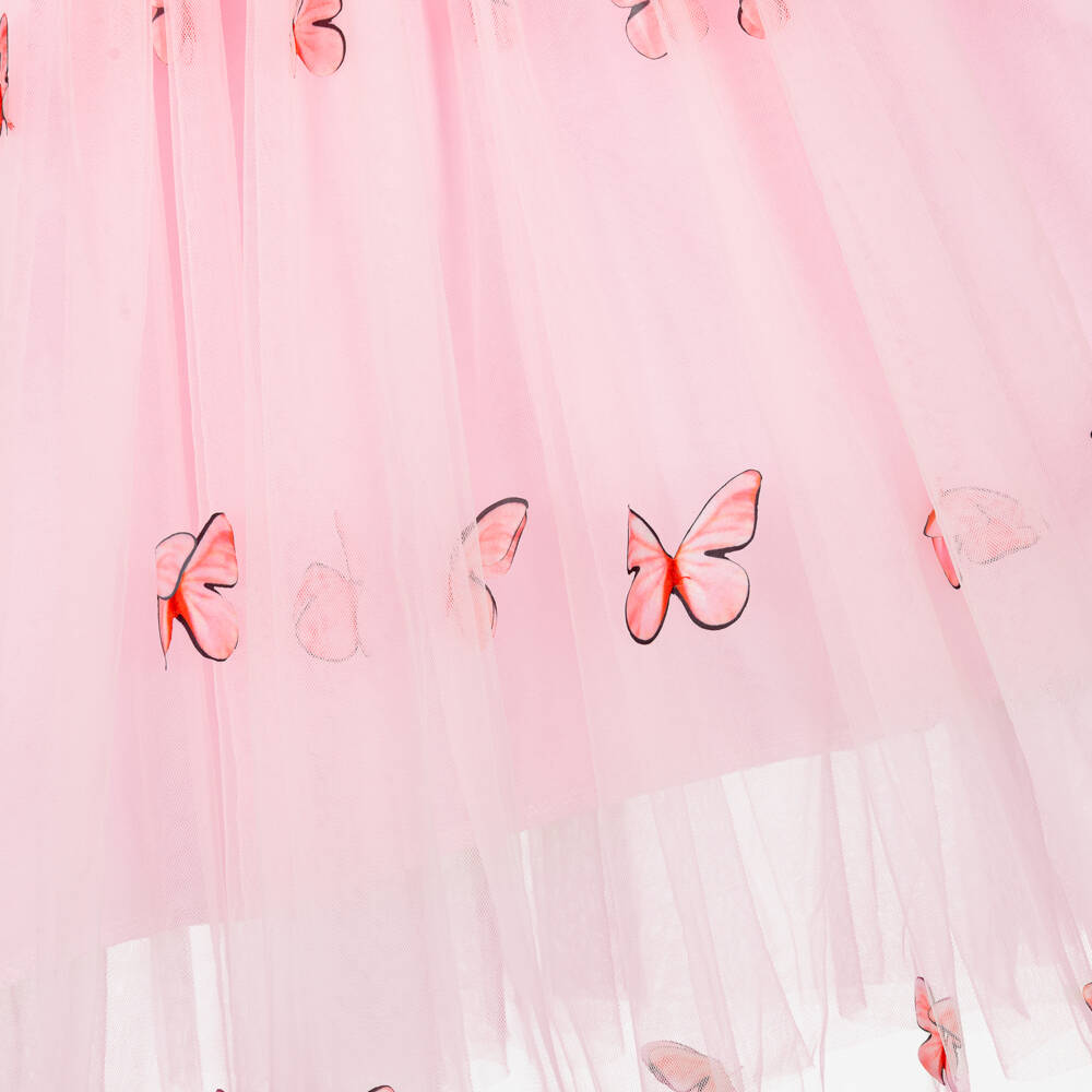 Beau KiD-Girls Pale Pink Tulle Dress with Butterfly Appliqués | Childrensalon Outlet