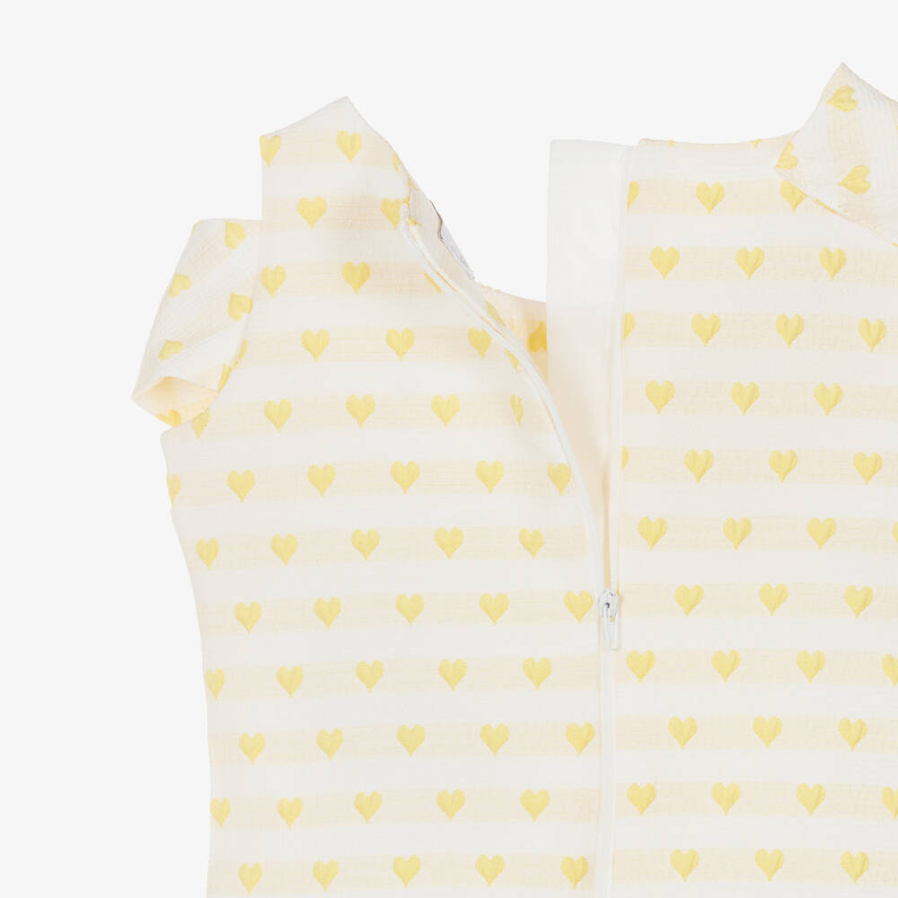 Beau KiD-Girls Pale Yellow Jacquard Skirt Set with Hearts & Bows | Childrensalon Outlet