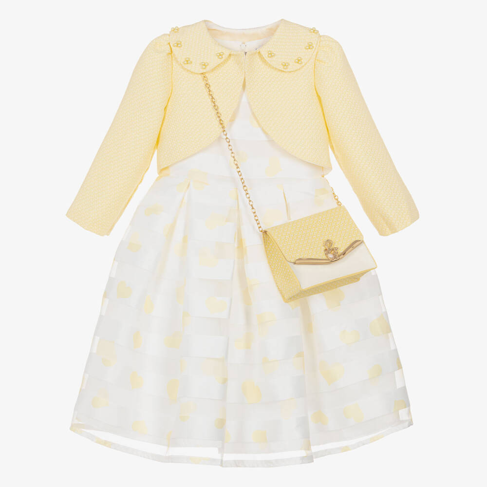 Beau KiD-Girls Pale Yellow Tulle Dress & Cropped Jacket Set | Childrensalon Outlet