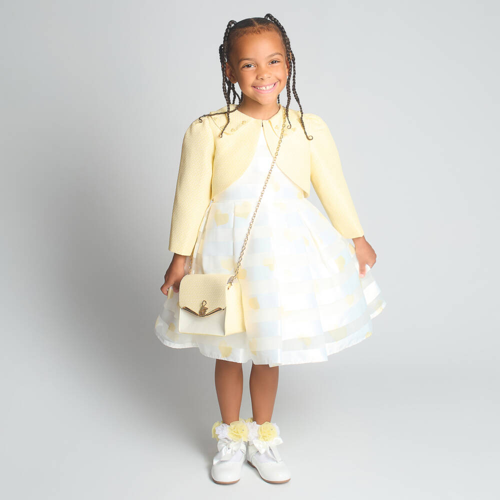 Beau KiD-Girls Pale Yellow Tulle Dress & Cropped Jacket Set | Childrensalon Outlet