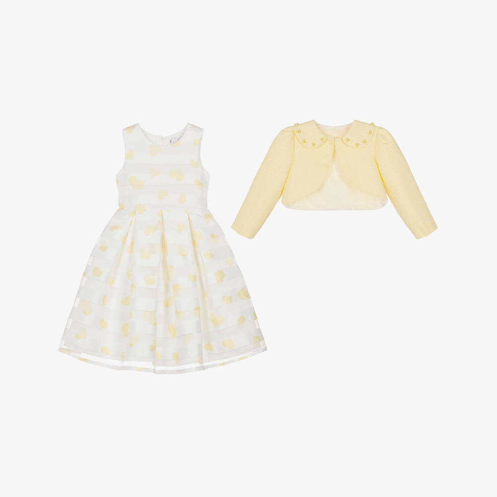 Beau KiD-Girls Pale Yellow Tulle Dress & Cropped Jacket Set | Childrensalon Outlet