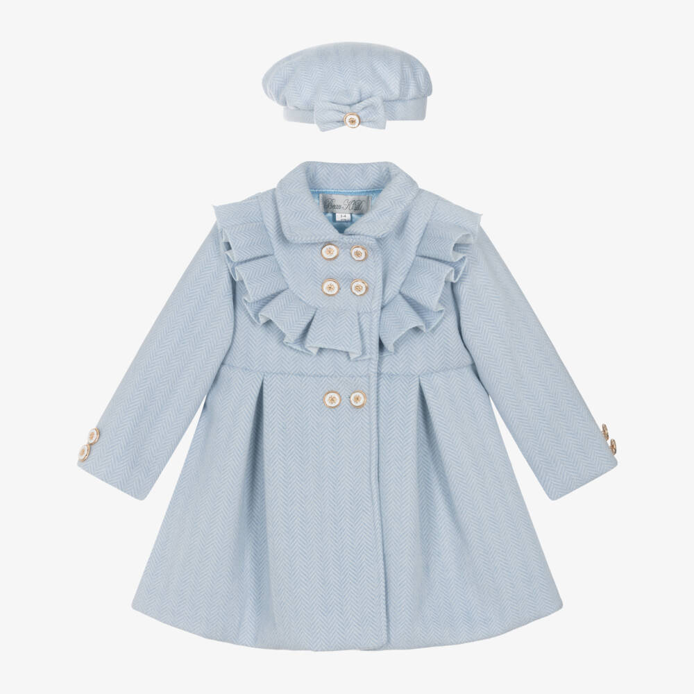 Beau KiD-Girls Pastel Blue Felted Coat & Hat Set | Childrensalon Outlet