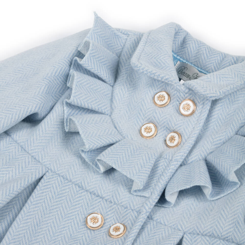 Beau KiD-Girls Pastel Blue Felted Coat & Hat Set | Childrensalon Outlet