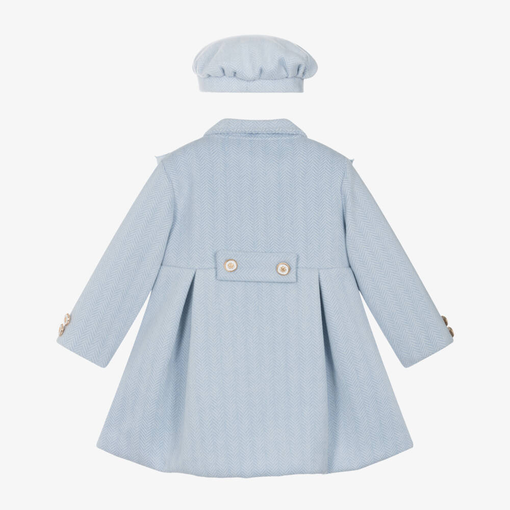 Beau KiD-Girls Pastel Blue Felted Coat & Hat Set | Childrensalon Outlet