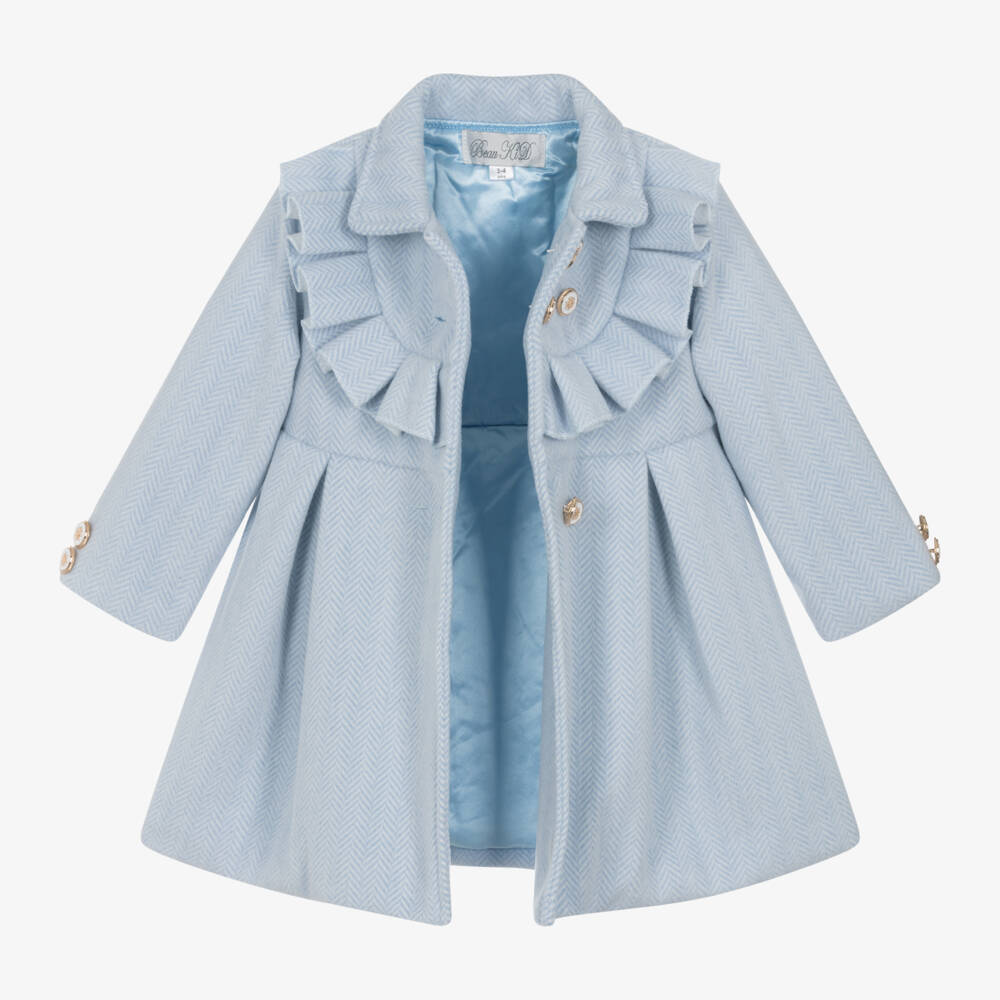 Beau KiD-Girls Pastel Blue Felted Coat & Hat Set | Childrensalon Outlet