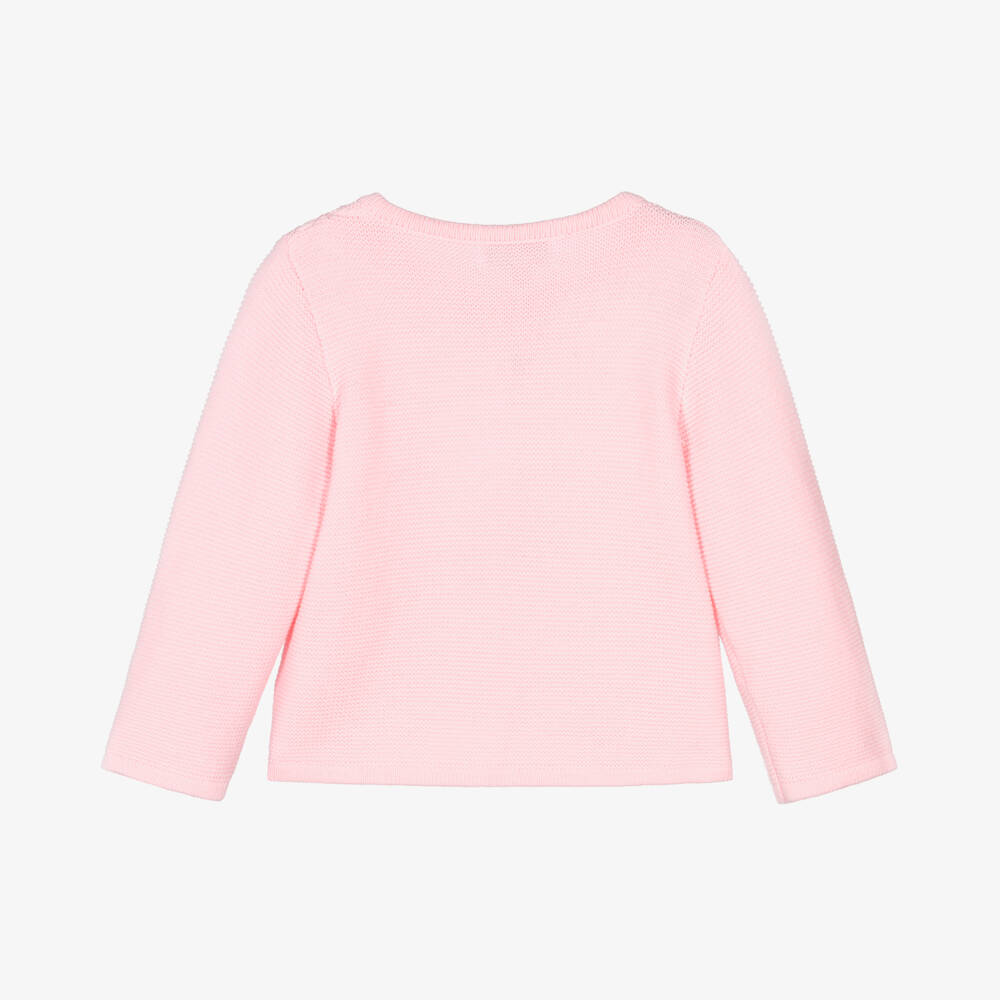 Beau KiD-Girls' Pastel Pink Knit Cardigan with Bow | Childrensalon Outlet