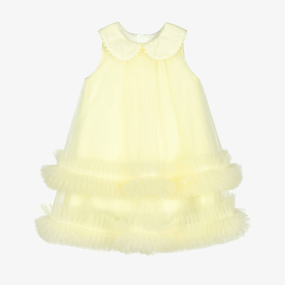 Beau KiD-Girls Pastel Yellow Tulle Occasion Dress | Childrensalon Outlet