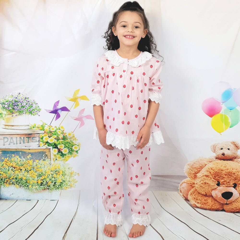 بو كيد-بيجاما جيرسي لون زهري وأحمر للبنات | Childrensalon Outlet