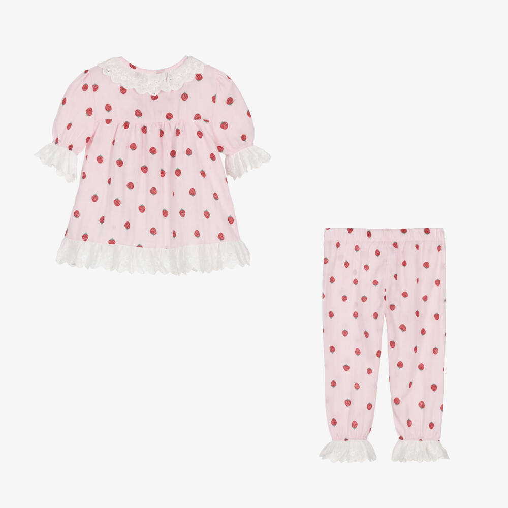 بو كيد-بيجاما جيرسي لون زهري وأحمر للبنات | Childrensalon Outlet