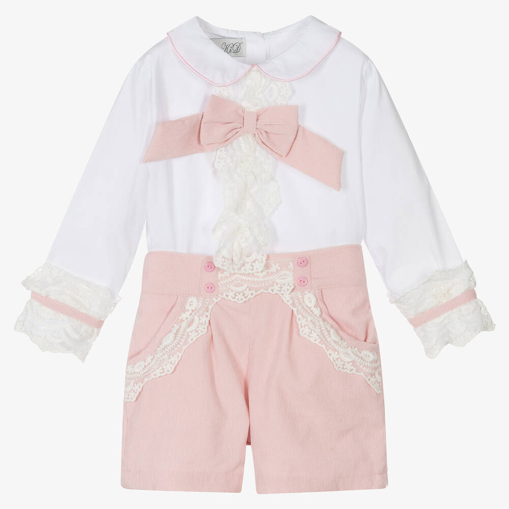 Beau KiD - Ensemble short rose velours côtelé fille | Childrensalon