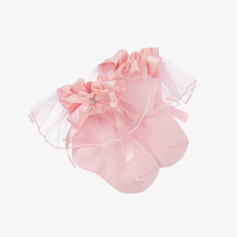 Beau KiD-Girls Pink Cotton Tulle Ruffle Socks | Childrensalon Outlet
