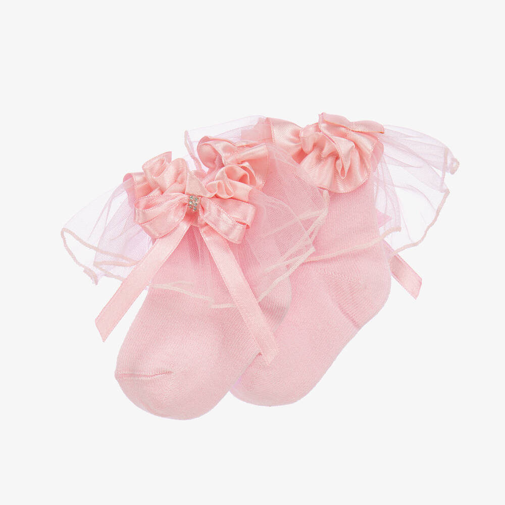 Beau KiD-Girls Pink Cotton Tulle Ruffle Socks | Childrensalon Outlet