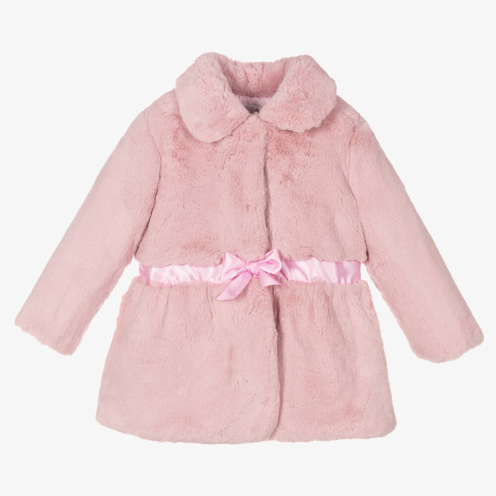 Beau KiD - Girls Pink Faux Fur Coat | Childrensalon