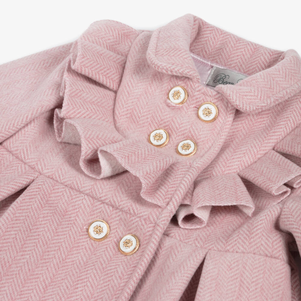 Beau KiD-Girls Pink Felted Coat & Hat Set | Childrensalon Outlet