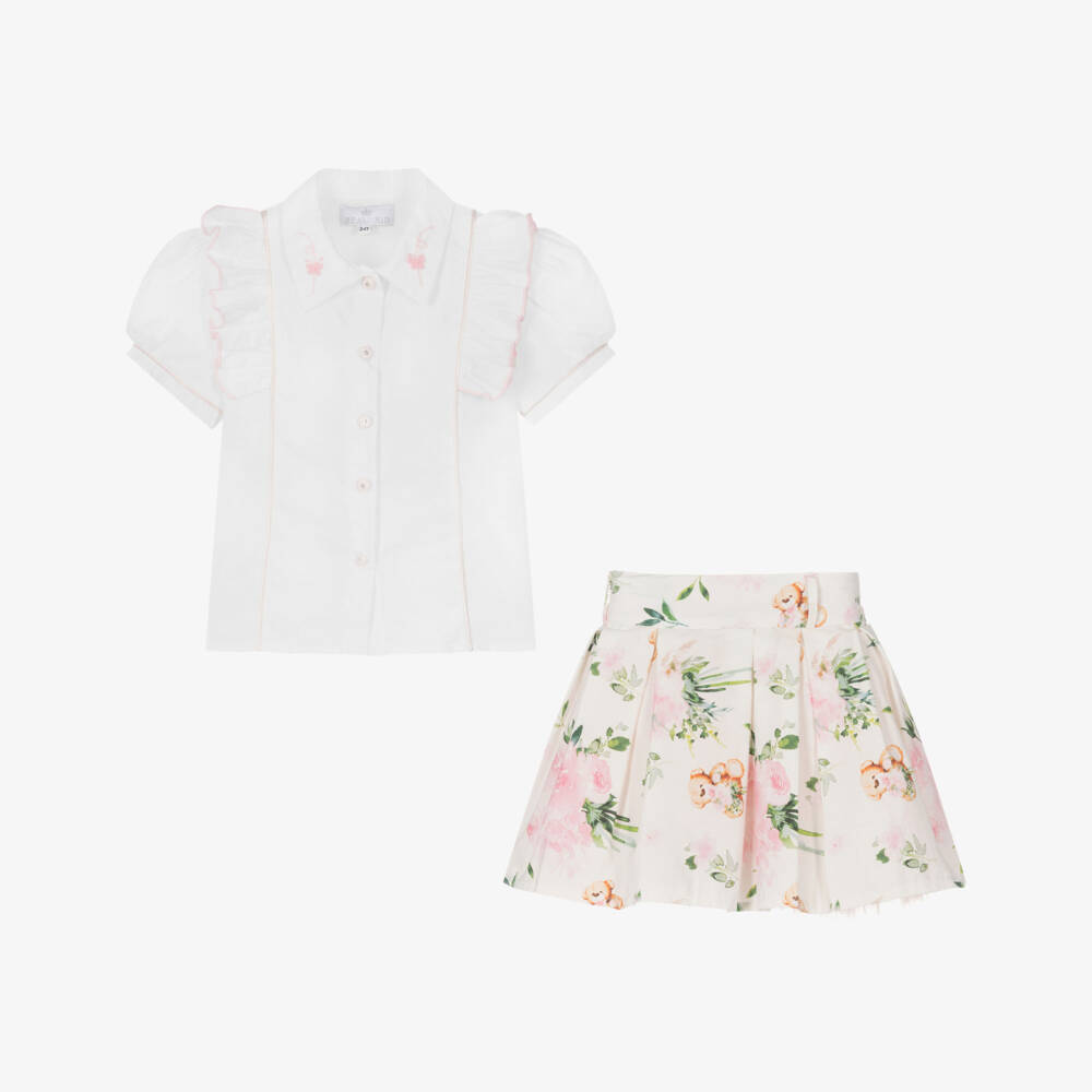 Beau KiD-Розовый цветочный комплект юбка для девочек | Childrensalon Outlet