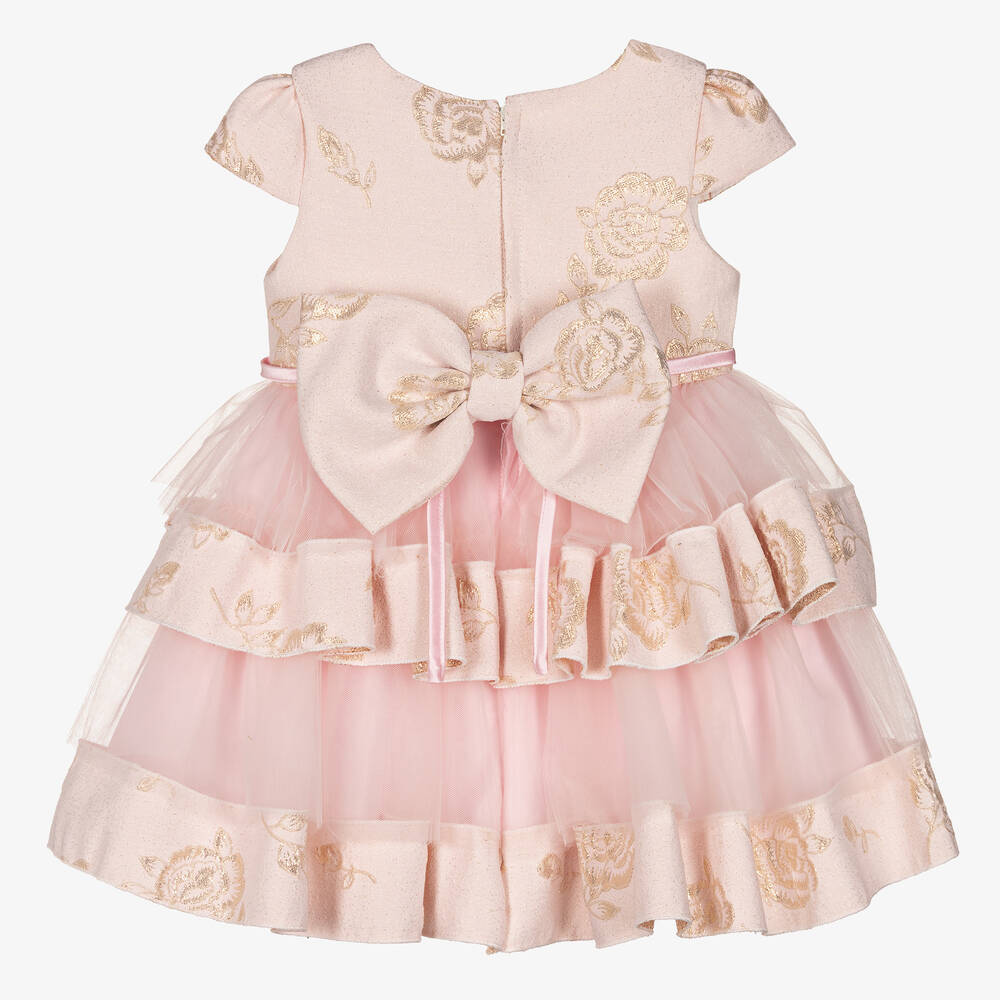 Beau KiD-Girls Pink & Gold Flowers Tulle Dress | Childrensalon Outlet