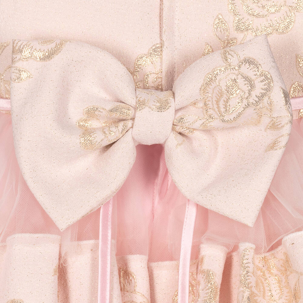 Beau KiD-Girls Pink & Gold Flowers Tulle Dress | Childrensalon Outlet