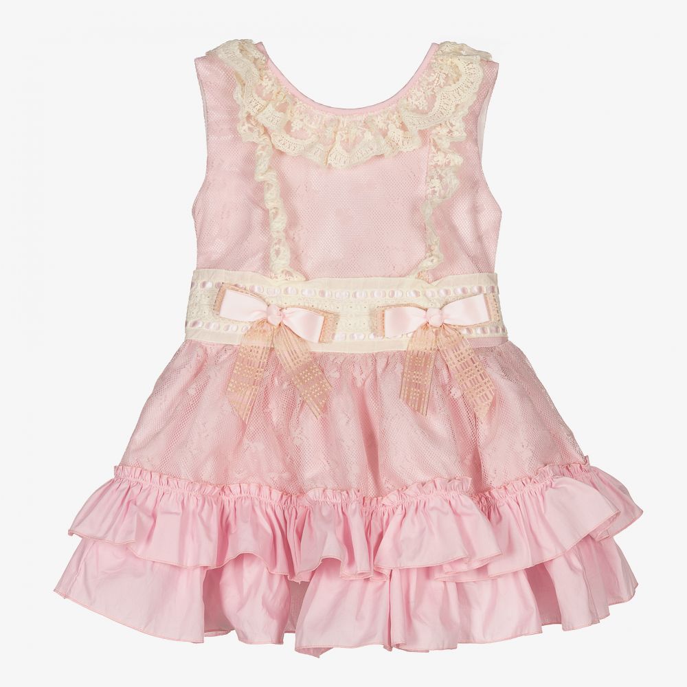 Beau KiD - Robe rose/ivoire dentelle Fille  | Childrensalon