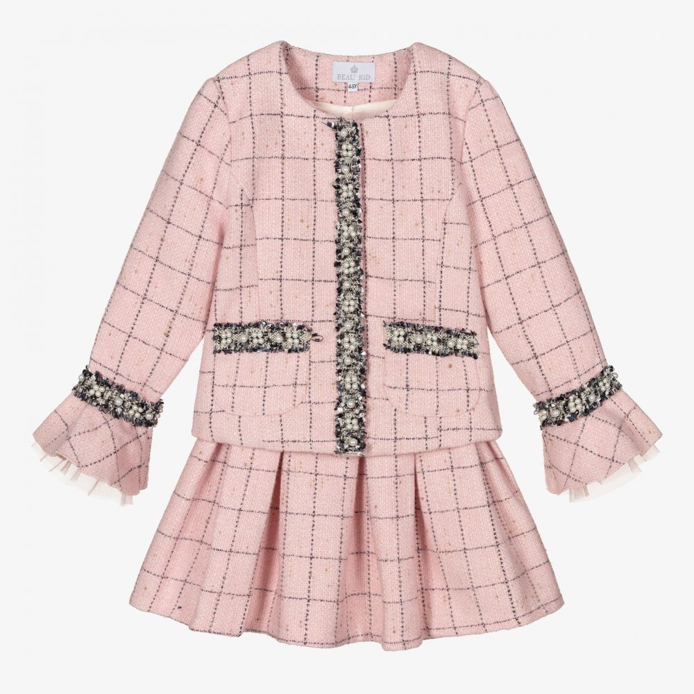 Beau KiD-Girls Pink Jacquard Skirt Set | Childrensalon Outlet
