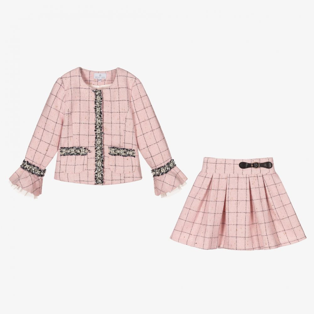 Beau KiD-Girls Pink Jacquard Skirt Set | Childrensalon Outlet