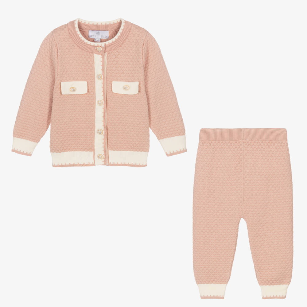Beau KiD-Girls Pink Knit Cardigan Set | Childrensalon Outlet