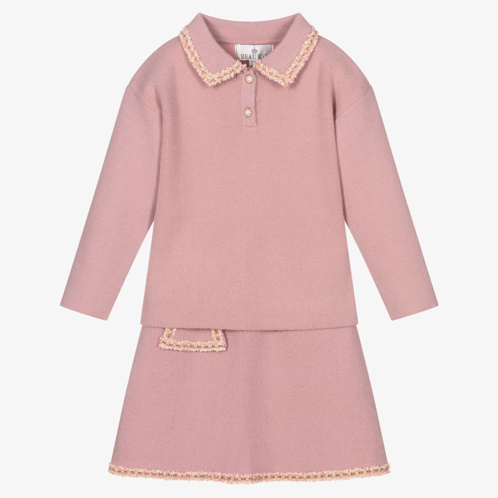 Beau KiD - Girls Pink Knitted Skirt Set | Childrensalon