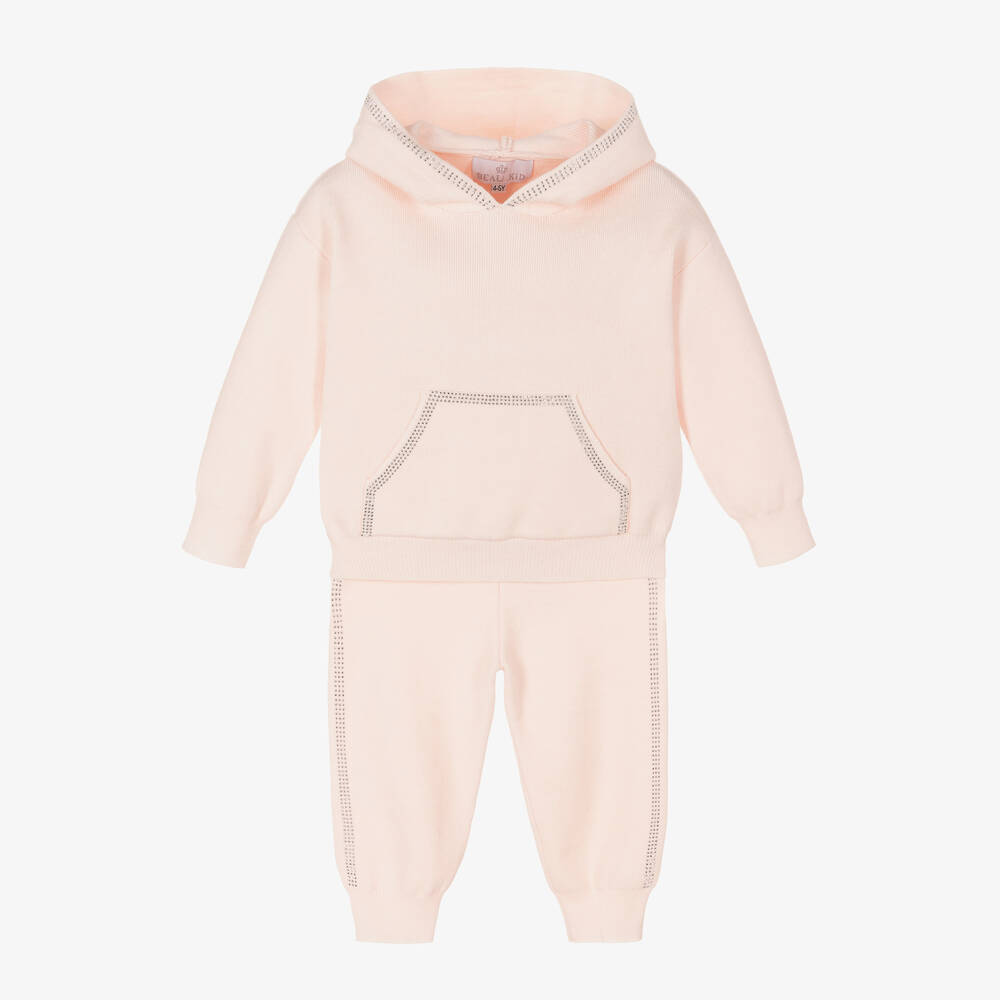 Beau KiD-Girls Pink Knitted Tracksuit  | Childrensalon Outlet