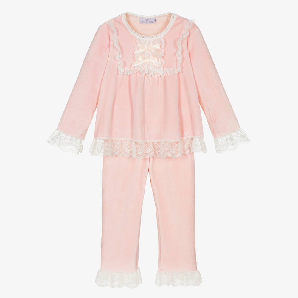 Beau KiD-Girls Pink Lace Trim Sleepwear | Childrensalon Outlet