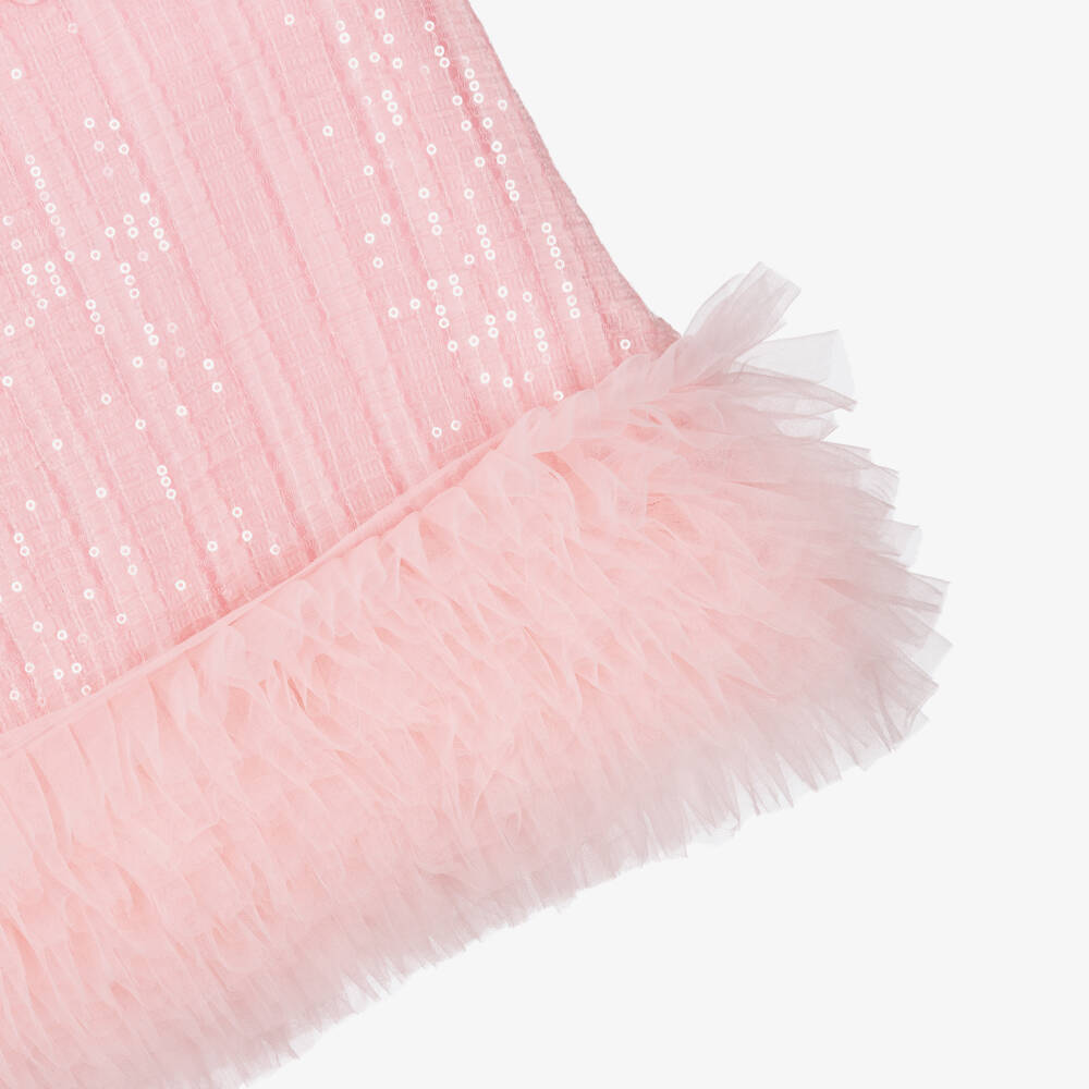 Beau KiD-Girls Pink Sequin Embellished Tulle Dress & Hair Bow | Childrensalon Outlet