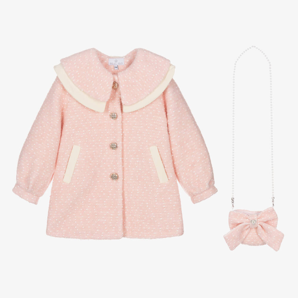 Beau KiD-Girls Pink Textured Coat & Bag | Childrensalon Outlet