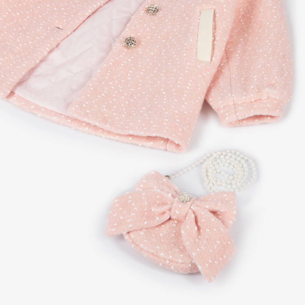 Beau KiD-Girls Pink Textured Coat & Bag | Childrensalon Outlet