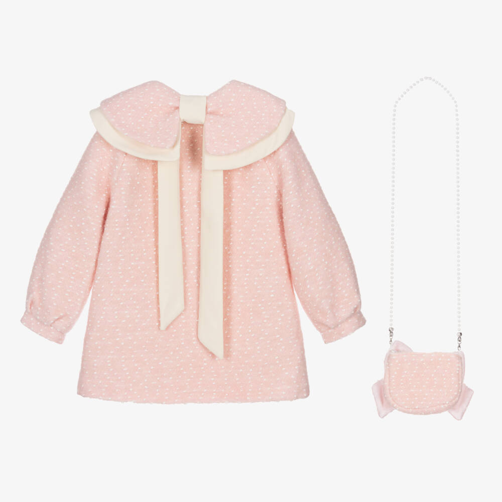 Beau KiD-Girls Pink Textured Coat & Bag | Childrensalon Outlet