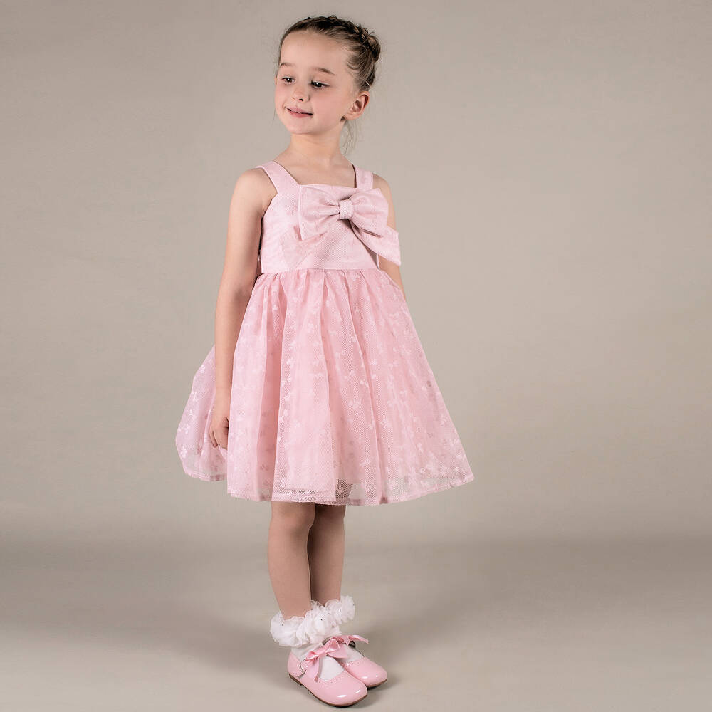 Beau KiD-Розовое платье из тюля с бантами для девочек | Childrensalon Outlet