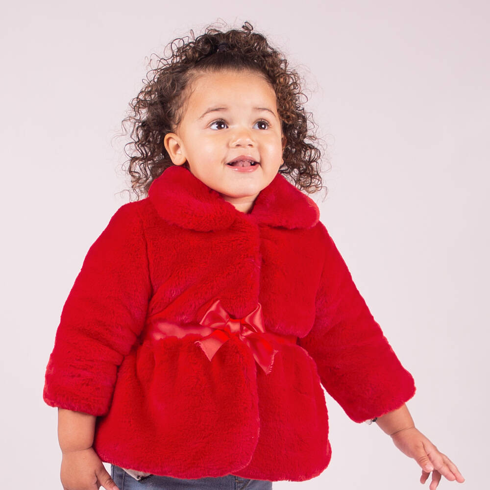 Baby red fur coat store