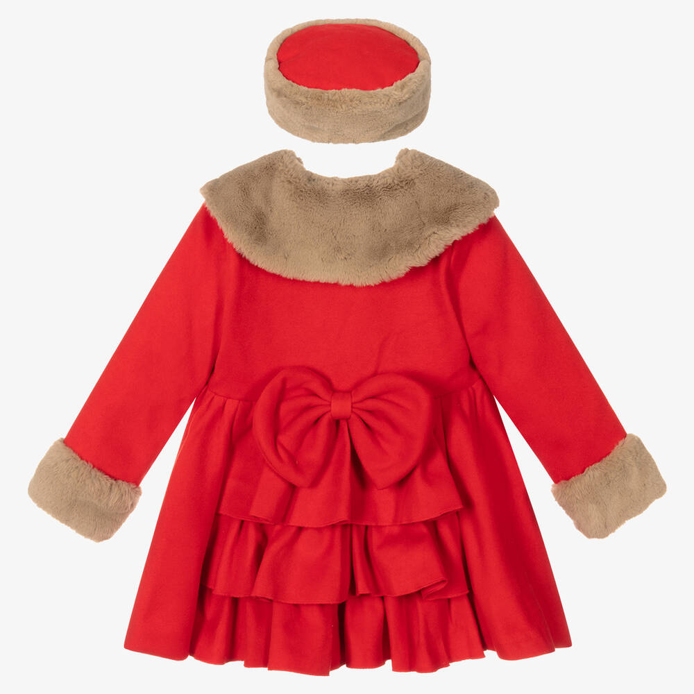 Beau KiD-Girls Red Faux Fur Coat & Hat | Childrensalon Outlet
