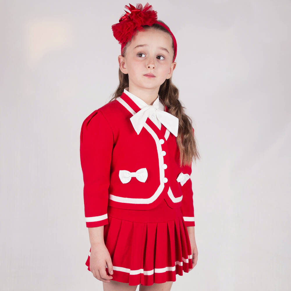 Beau KiD Ensemble jupe rouge en maille fille Childrensalon Outlet