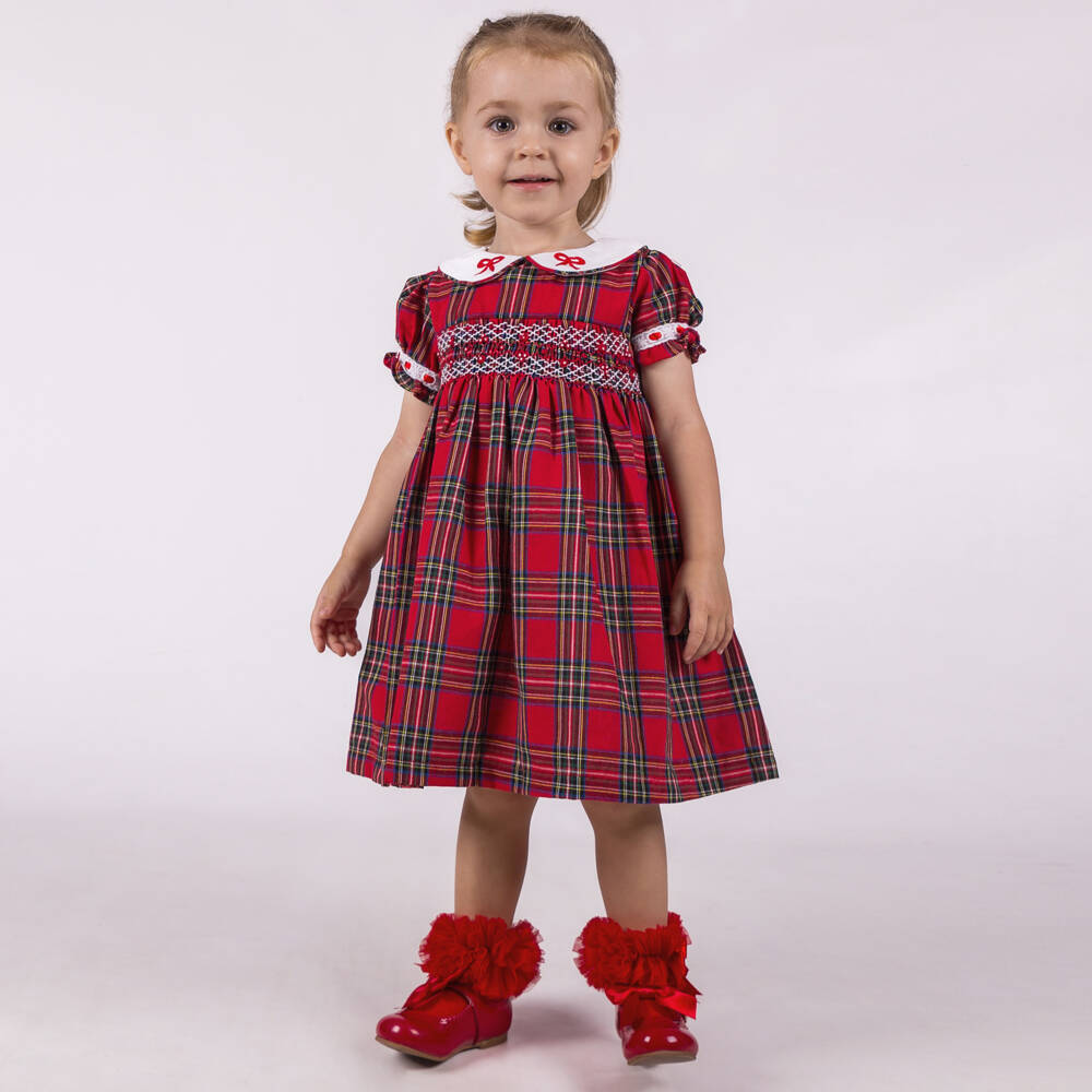 بو كيد-فستان تارتان كاروهات قطن تويل لون أحمر | Childrensalon Outlet