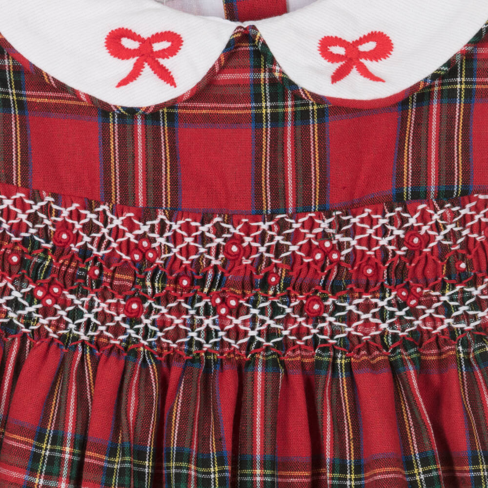 بو كيد-فستان تارتان كاروهات قطن تويل لون أحمر | Childrensalon Outlet