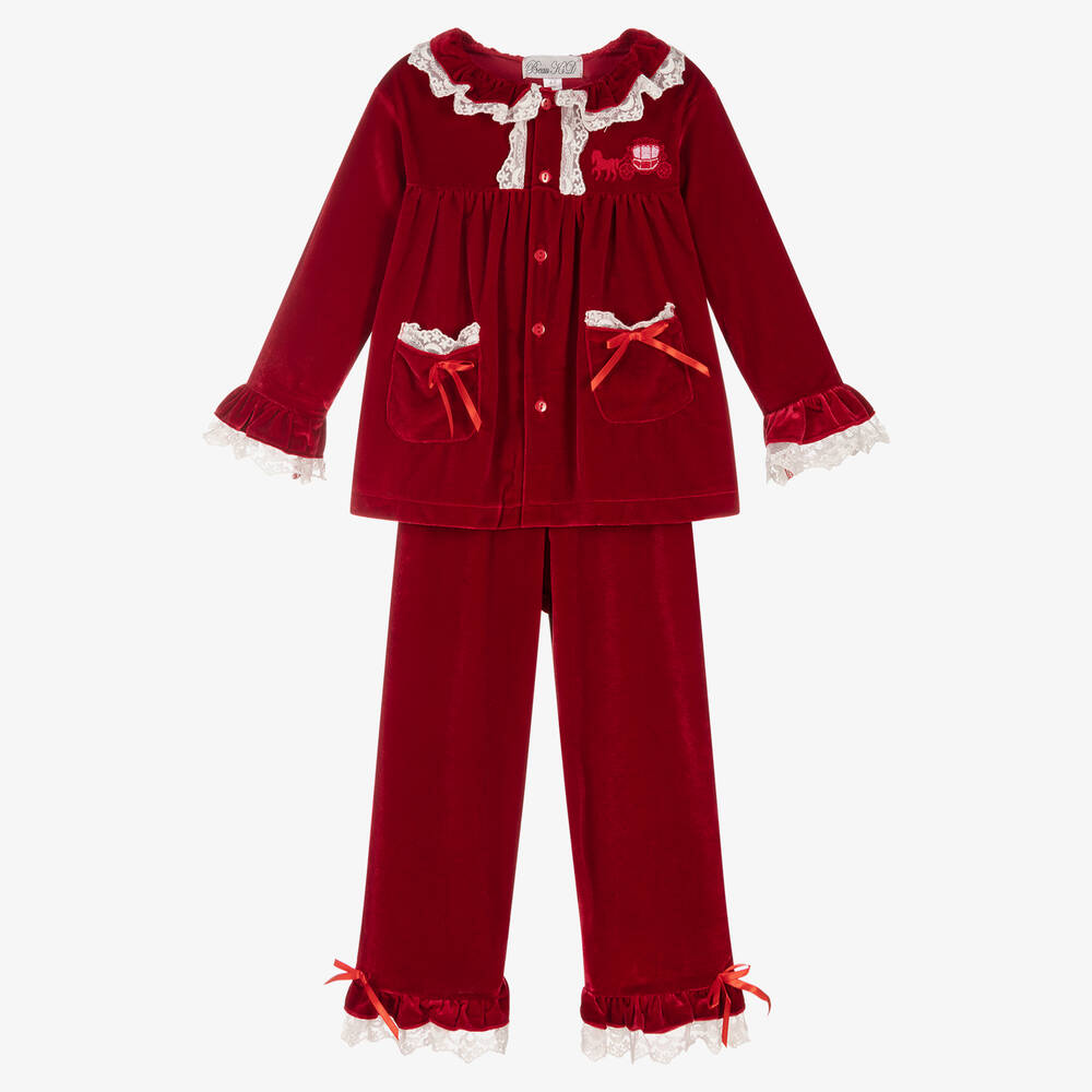 Beau KiD-Girls Red Velvet Pyjamas | Childrensalon Outlet