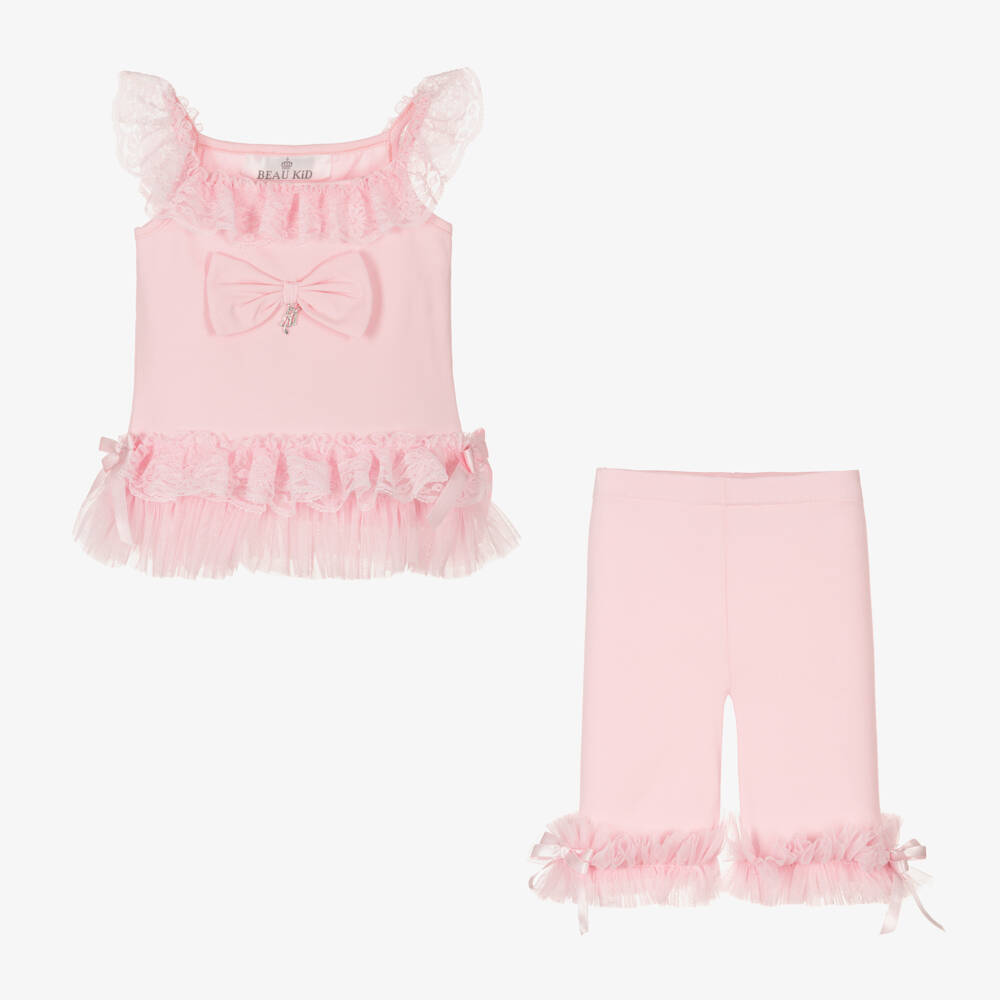 Beau KiD-Girls Rosy Lace Trim Leggings Ensemble | Childrensalon Outlet