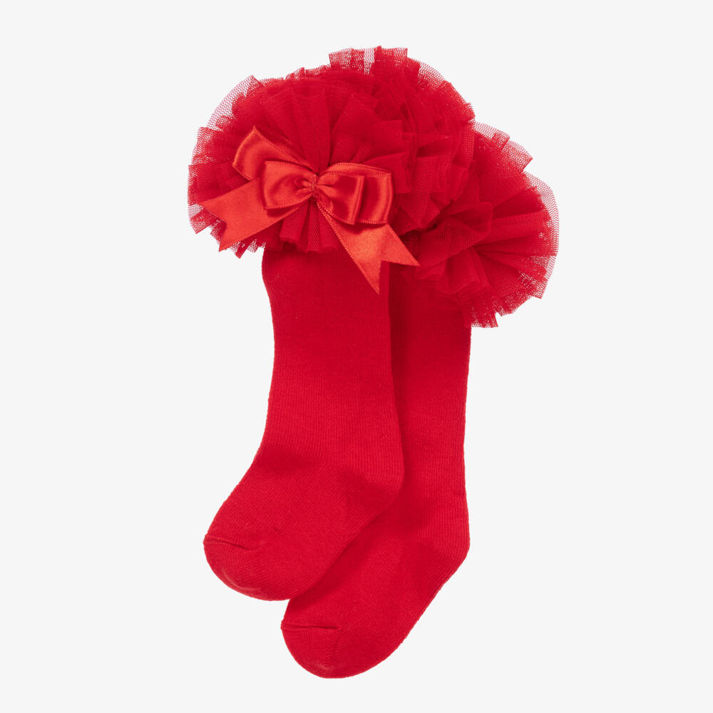 Beau KiD-Girls Scarlet Cotton & Tulle Socks | Childrensalon Outlet