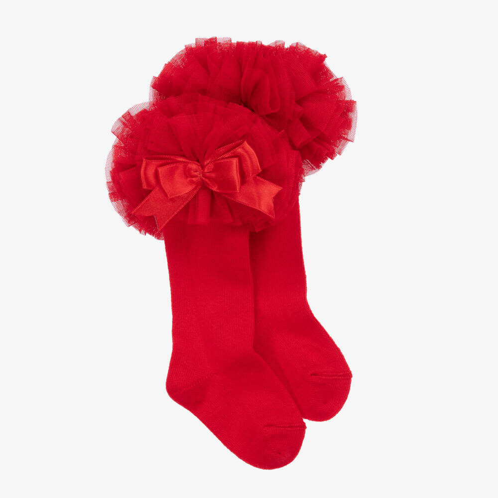 Beau KiD-Girls Scarlet Cotton & Tulle Socks | Childrensalon Outlet