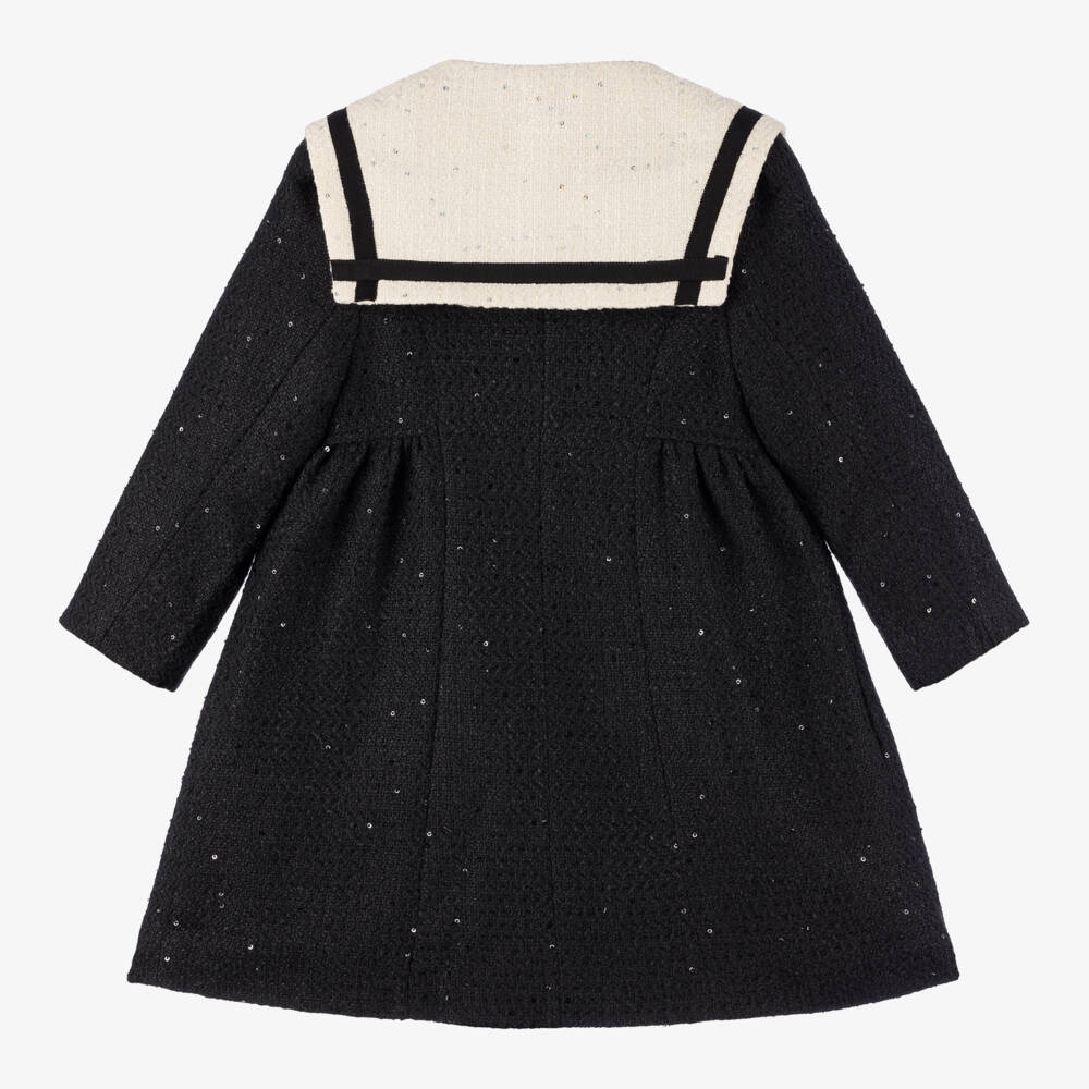 Beau KiD-Girls Sequin Black & Ivory Tweed Coat | Childrensalon Outlet